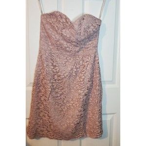 David's Bridal Dress Size 8 Strapless Cute Lace Bridesmaids Formal